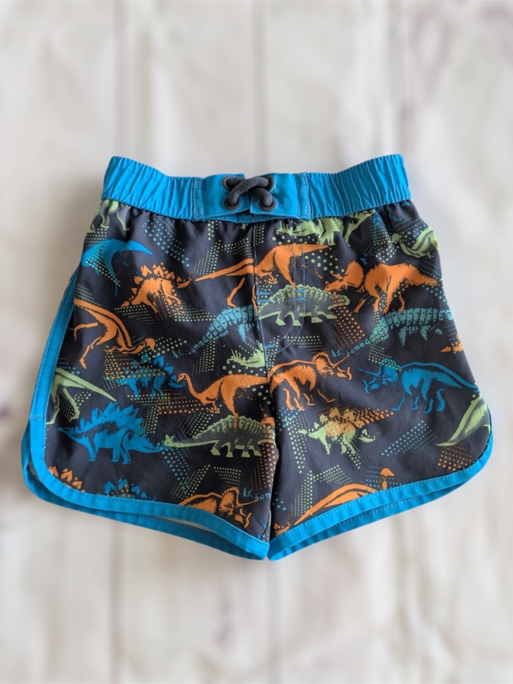 Baby toddler 18 month Swim Trunks Shorts Wonder Nation Dinosaurs boy blue gray